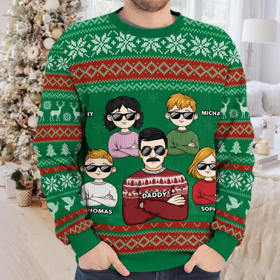 The Holidays Are A Time For Family - Family Personalized Custom Ugly Sweatshirt - Unisex Wool Jumper - Christmas Gift For Family Members - Image 4