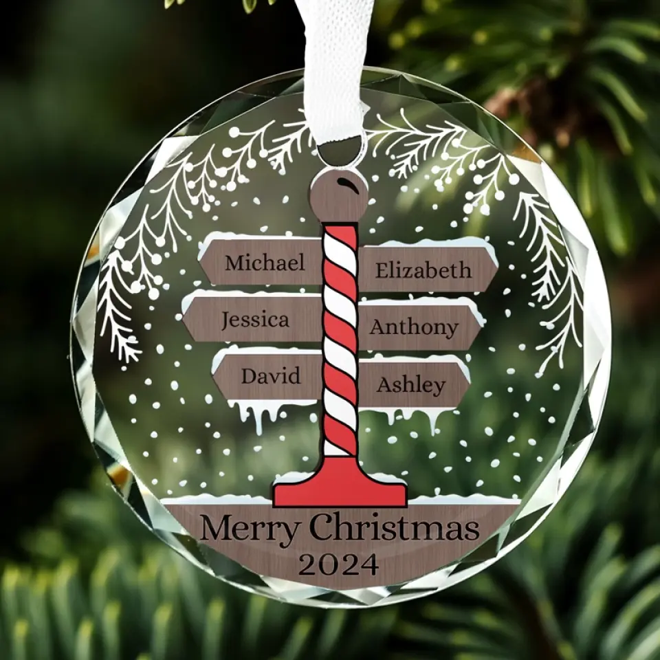The Joy Of Christmas Is Family - Family Personalized Custom Circle Glass Ornament - Christmas Gift For Family Members - Image 5
