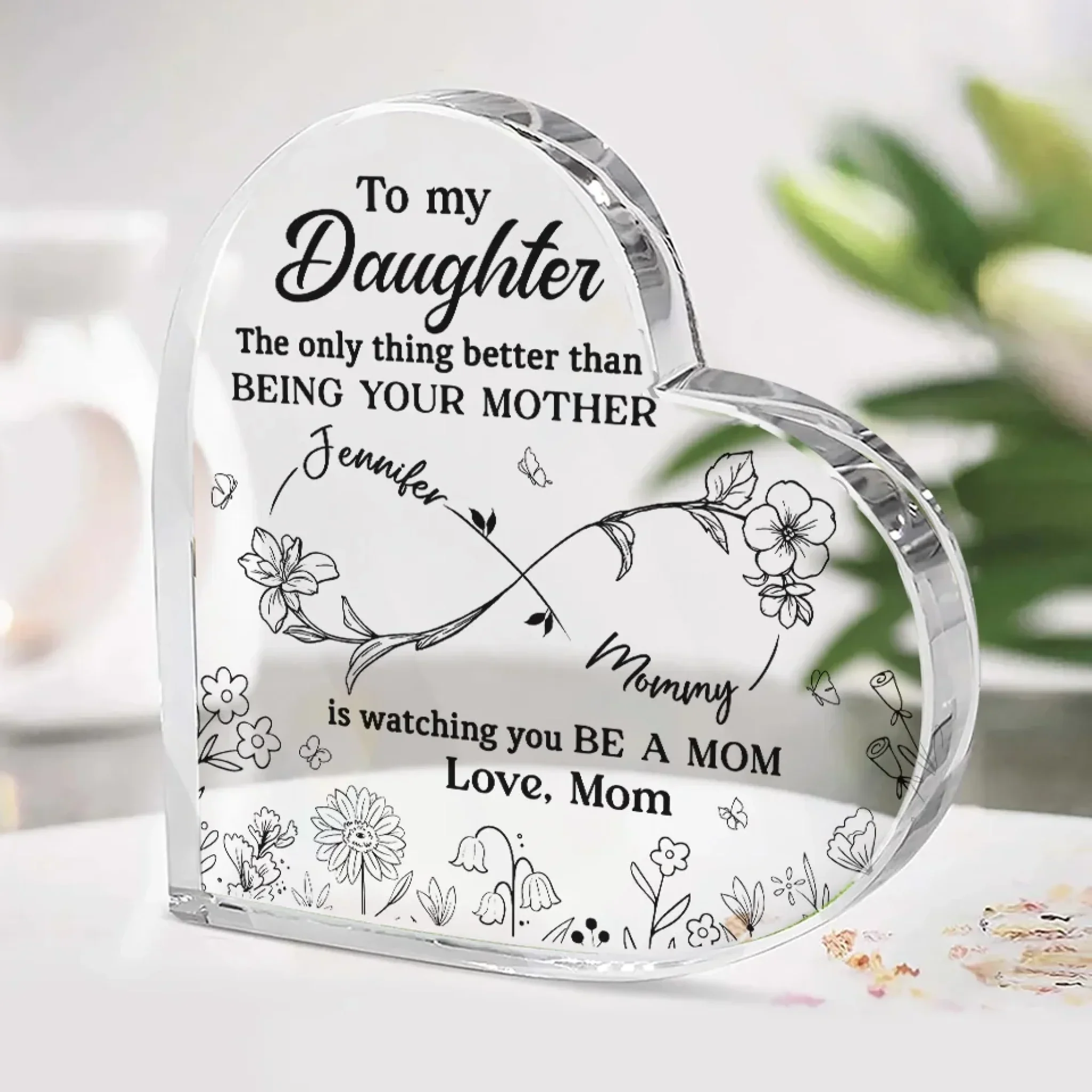 The Joy Of Motherhood Comes Full Circle - Family Personalized Custom Heart Shaped Acrylic Plaque - Mother's Day, Gift For Mom, Daughter - Image 3