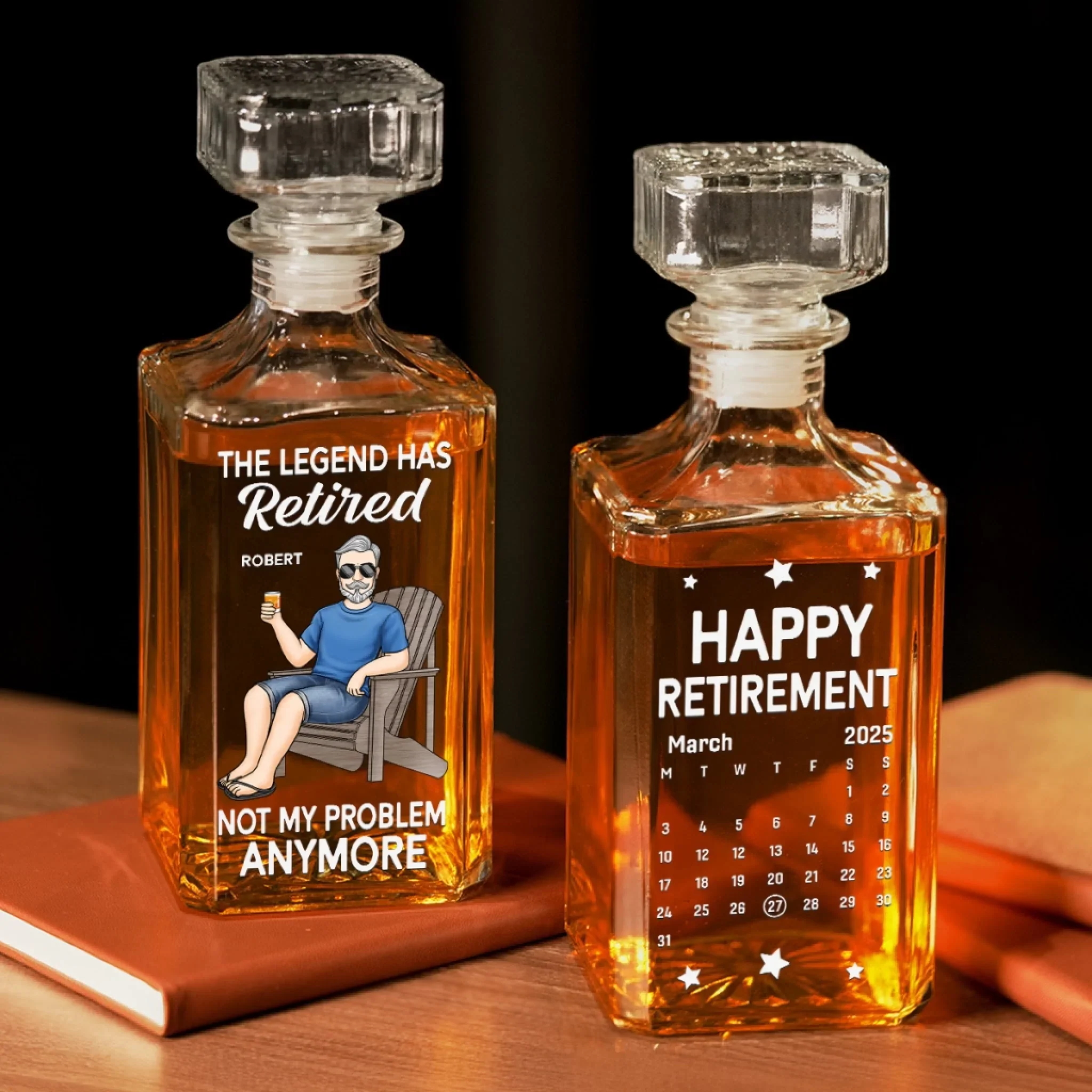 The Legend Has Retired - Coworker Personalized Custom Glass Whiskey Bottle - Appreciation, Retirement Gift For Coworkers, Work Friends, Colleagues - Image 3
