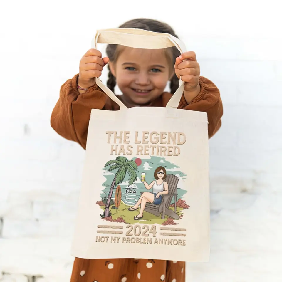 The Legend Has Retired - Personalized Custom Tote Bag - Appreciation, Retirement Gift For Coworkers, Work Friends, Colleagues - Image 3