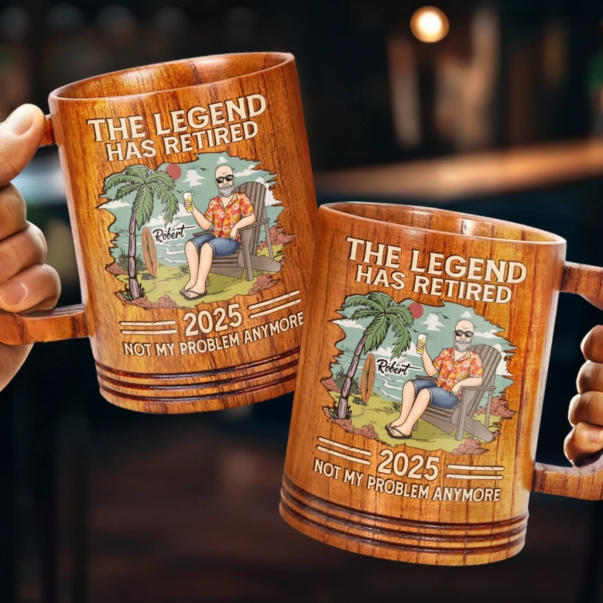 The Legend Has Retried - Personalized Custom Wooden Mug - Appreciation, Retirement Gift For Coworkers, Work Friends, Colleagues - Image 3
