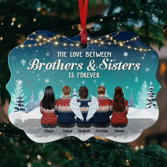 The Love Between Brothers & Sisters Is Forever - Personalized Custom Benelux Shaped Wood Christmas Ornament - Gift For Siblings, Christmas Gift - Image 3