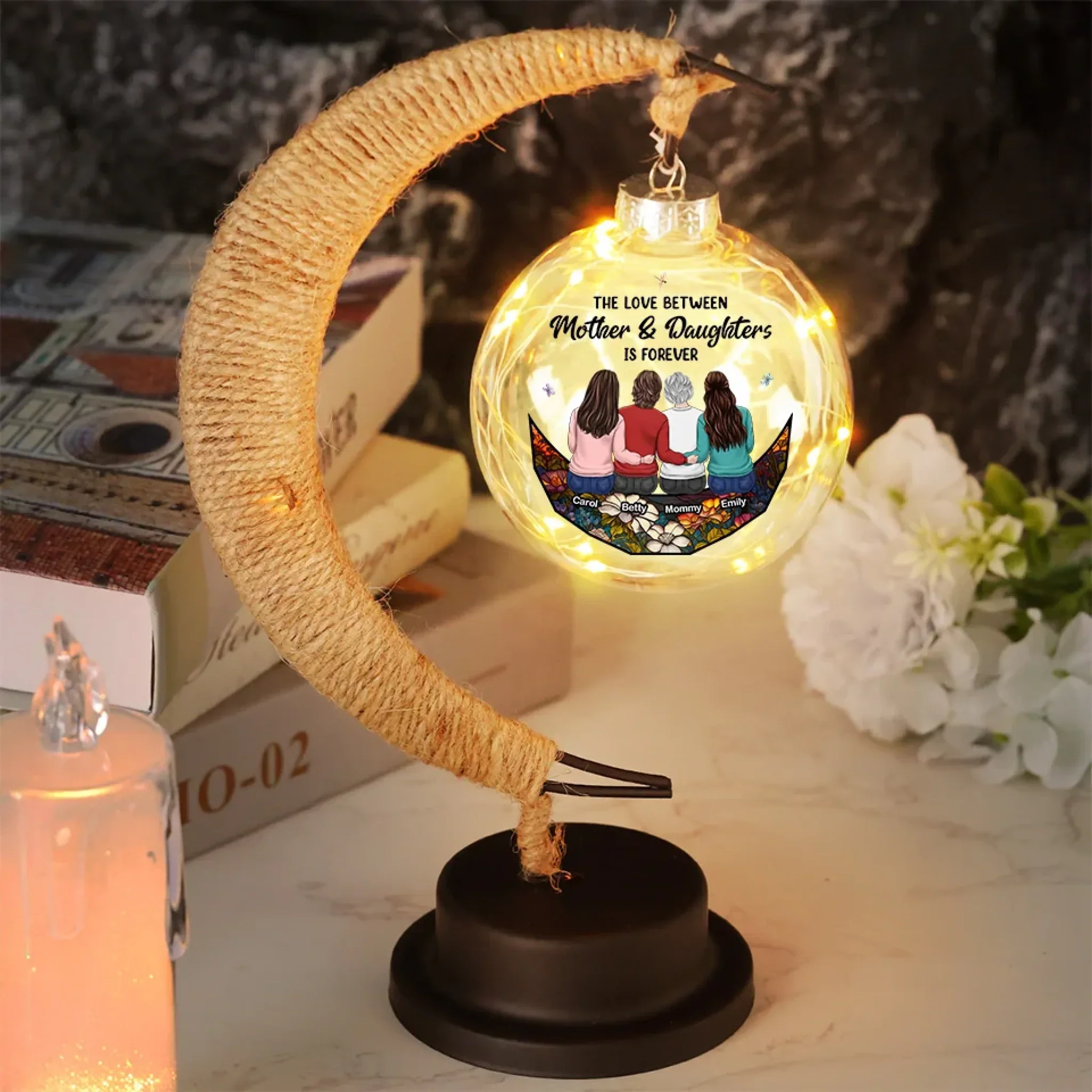 The Love Between Mother & Daughter Is Forever - Family Personalized Custom Moon Lamp Light - Gift For Mom, Daughter - Image 3