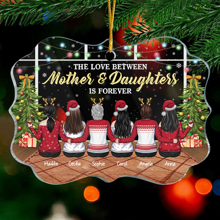 The Love Between Mother & Daughters Knows No Distance - Personalized Custom Benelux Shaped Acrylic Christmas Ornament - Gift For Family, Christmas Gift - Image 2