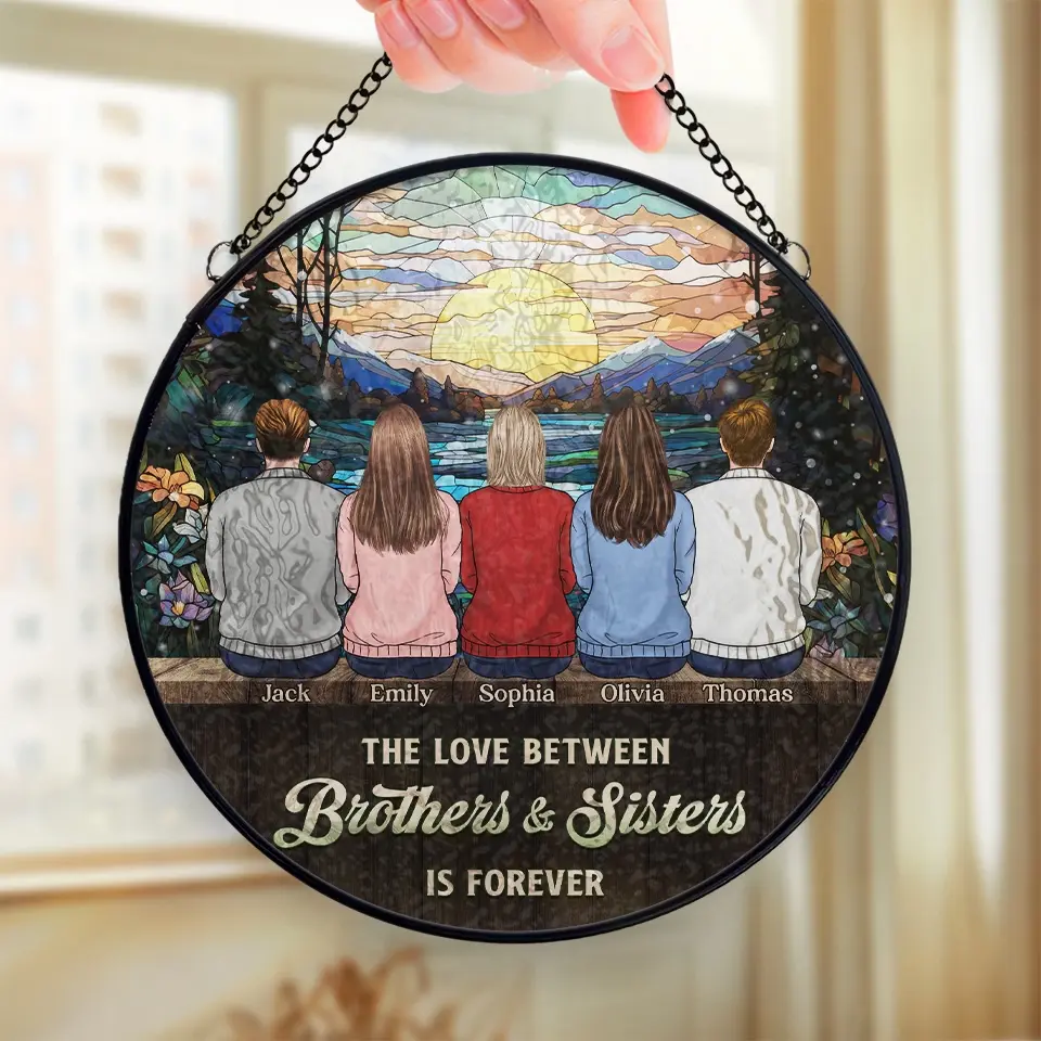 The Love Between Siblings Knows No Boundaries - Family Personalized Custom Stained Glass Window Hanging Suncatcher - Christmas Gift For Siblings, Brothers, Sisters - Image 4