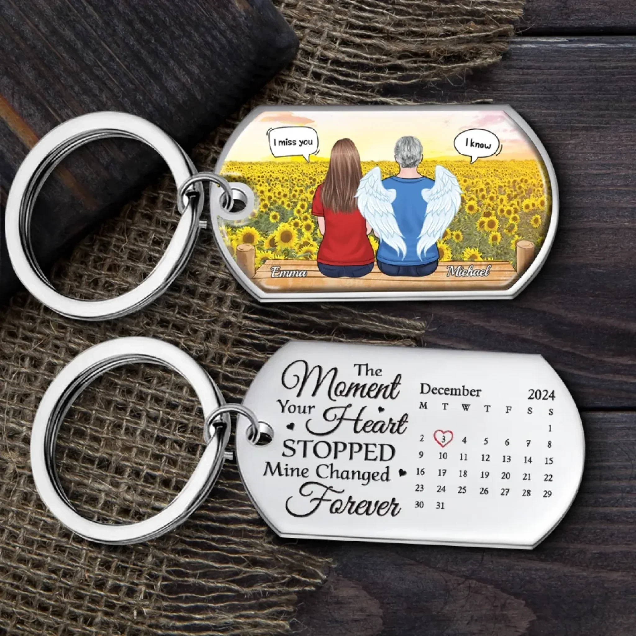 The Moment Your Heart Stopped, Mine Changed Forever - Memorial Personalized Custom Keychain - Sympathy Gift For Family Members - Image 4