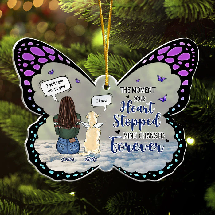 The Moment Your Heart Stopped - Personalized Custom Butterfly Shaped Acrylic Christmas Ornament - Memorial Gift, Sympathy Gift, Christmas Gift - Image 2
