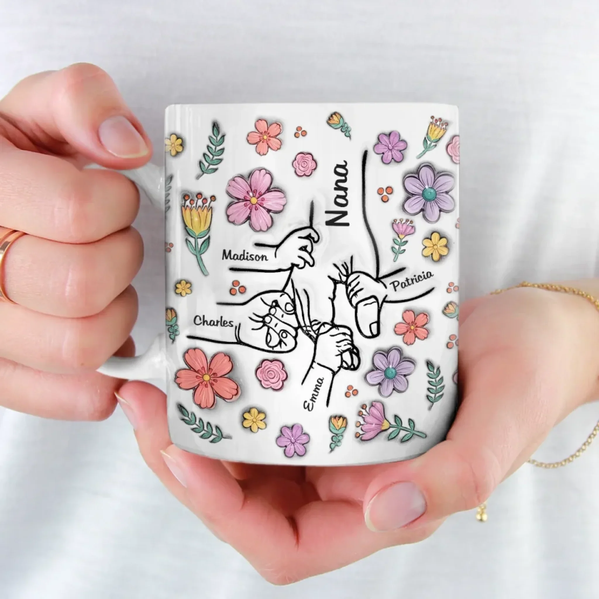 The Most Beautiful Flowers Bloom In A Mother’s Love - Family Personalized Custom 3D Inflated Effect Printed Mug - Mother's Day, Gift For Mom, Grandma - Image 4