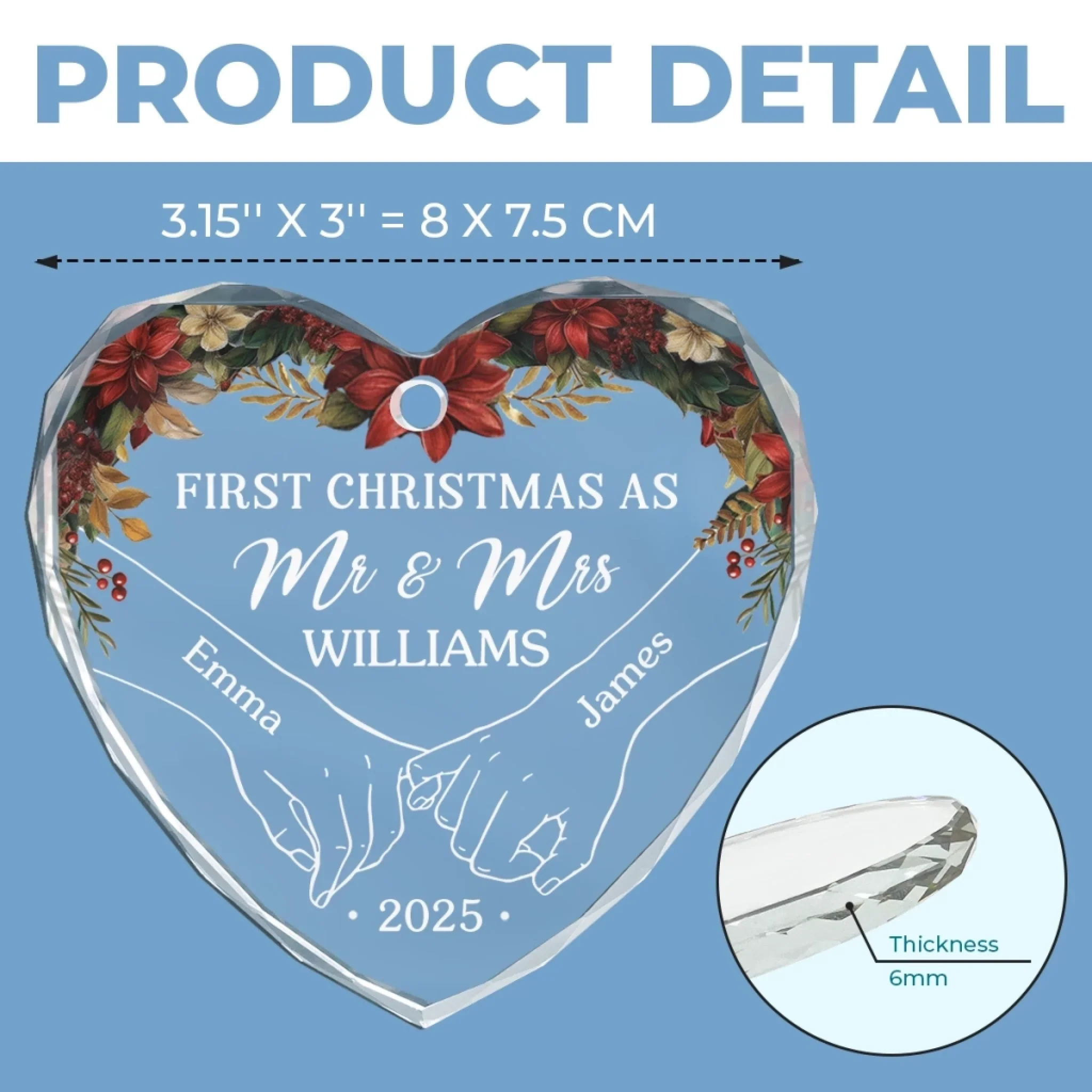 The Only Gift I Want This Year Is Your Presence - Couple Personalized Custom Heart Glass Ornament - Christmas Gift For Husband Wife, Anniversary, First Christmas - Image 5