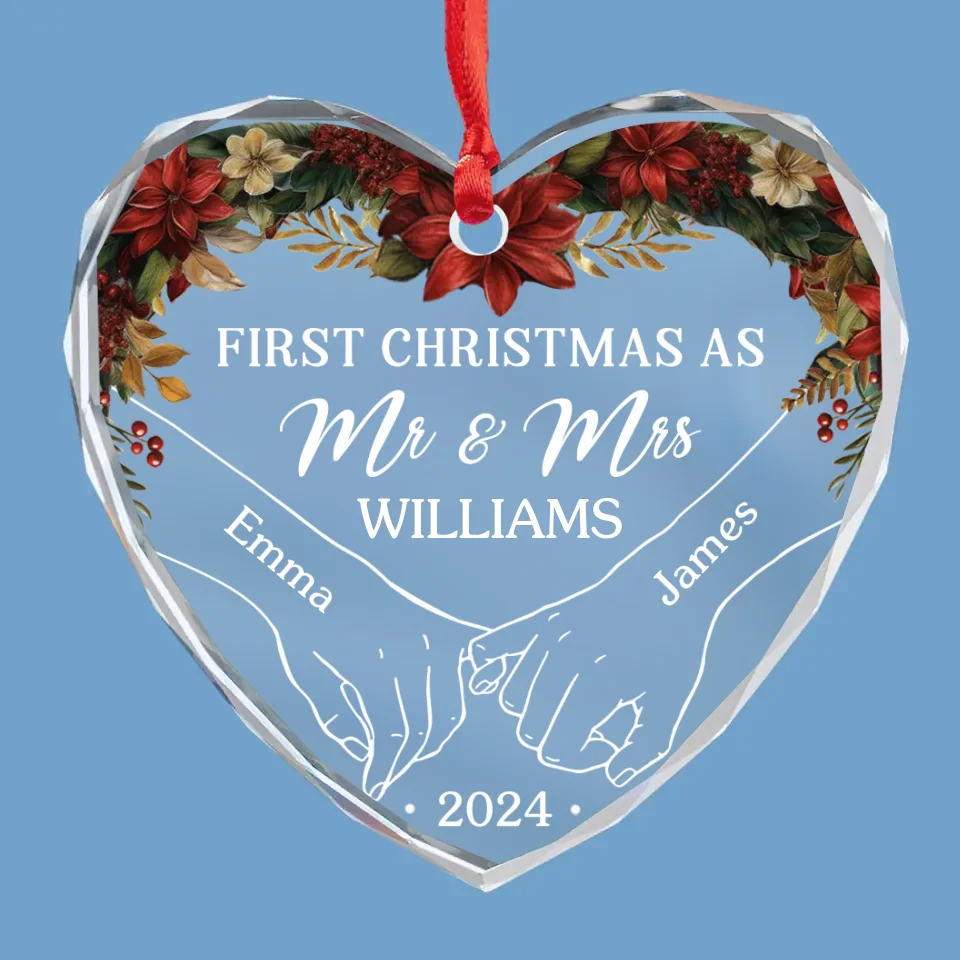 The Only Gift I Want This Year Is Your Presence - Couple Personalized Custom Heart Glass Ornament - New Arrival, Christmas Gift For Husband Wife, Anniversary, First Christmas AMZ - Image 2