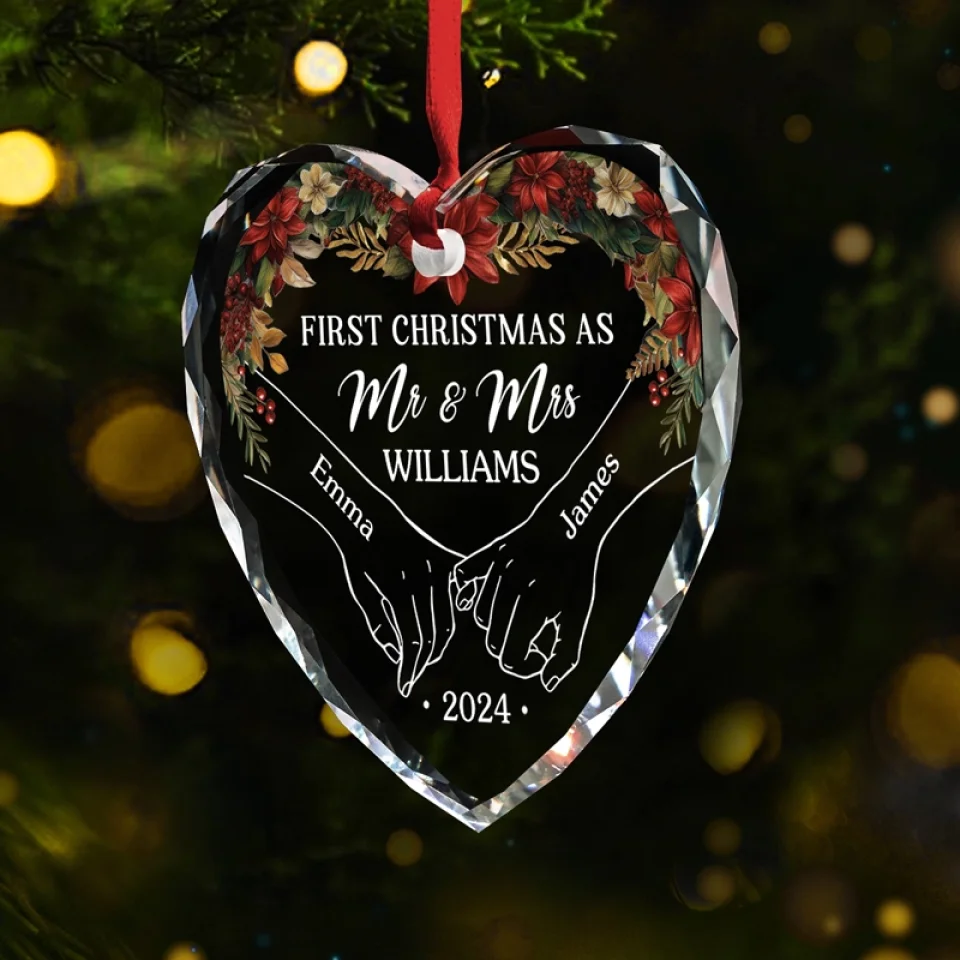 The Only Gift I Want This Year Is Your Presence - Couple Personalized Custom Heart Glass Ornament - New Arrival, Christmas Gift For Husband Wife, Anniversary, First Christmas AMZ - Image 3