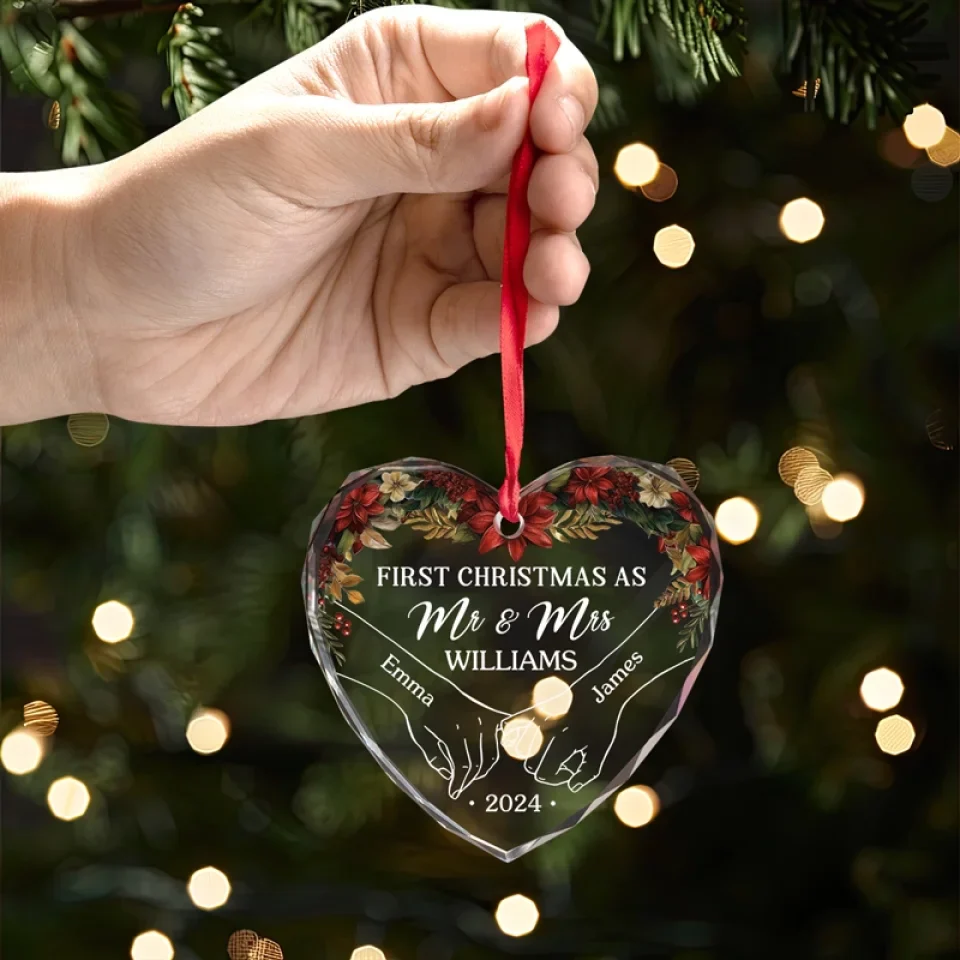 The Only Gift I Want This Year Is Your Presence - Couple Personalized Custom Heart Glass Ornament - New Arrival, Christmas Gift For Husband Wife, Anniversary, First Christmas AMZ - Image 4