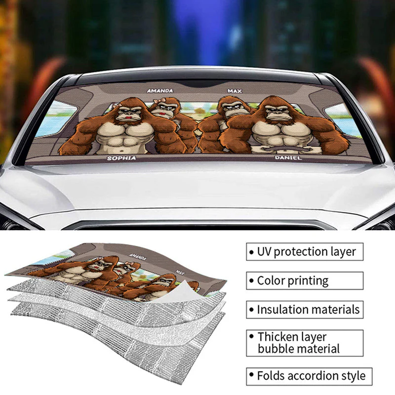 The Road Calls & We Answer - Family Personalized Custom Auto Windshield Sunshade, Car Window Protector - Gift For Family Members - Image 3