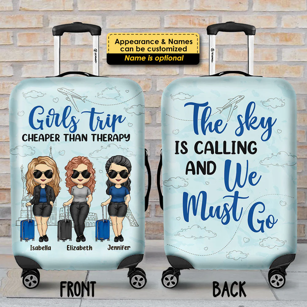 The Sky Is Calling And We Must Go - Personalized Luggage Cover - Image 3