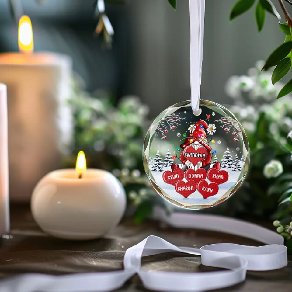 The True Power Behind The Power - Family Personalized Custom Circle Glass Ornament - Christmas Gift For Mom, Grandma - Image 3