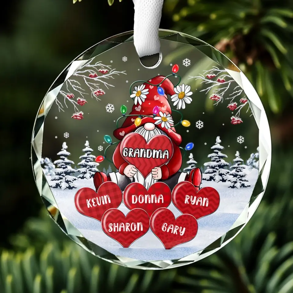 The True Power Behind The Power - Family Personalized Custom Circle Glass Ornament - Christmas Gift For Mom, Grandma - Image 5