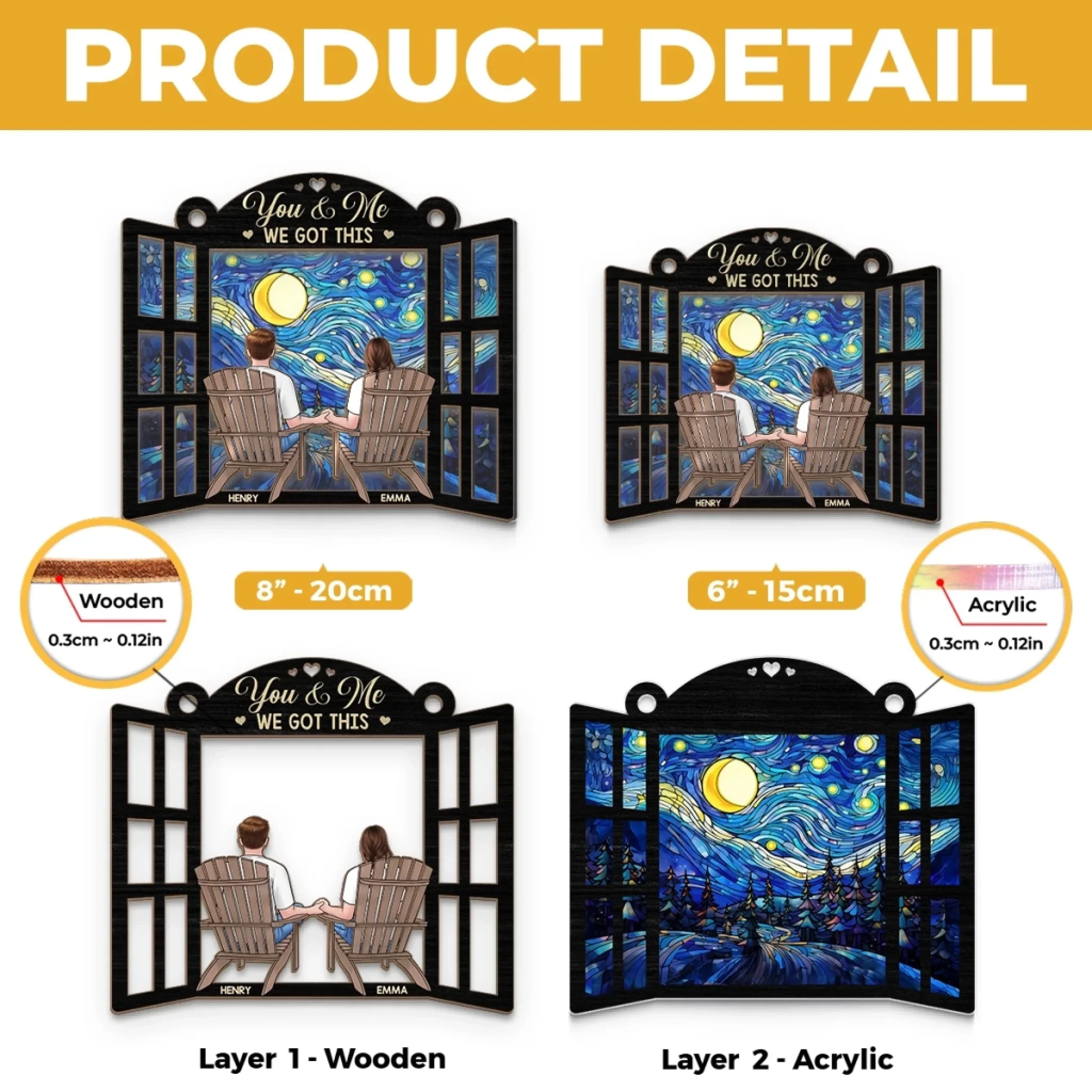 The View’s Better With You - Couple Personalized Window Hanging Suncatcher Ornament - Gift For Husband Wife, Anniversary - Image 5