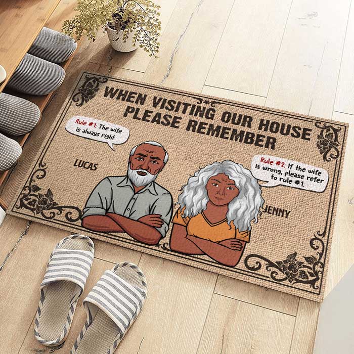 The Wife Is Always Right, House Rules - Gift For Couples, Personalized Decorative Mat - Image 3
