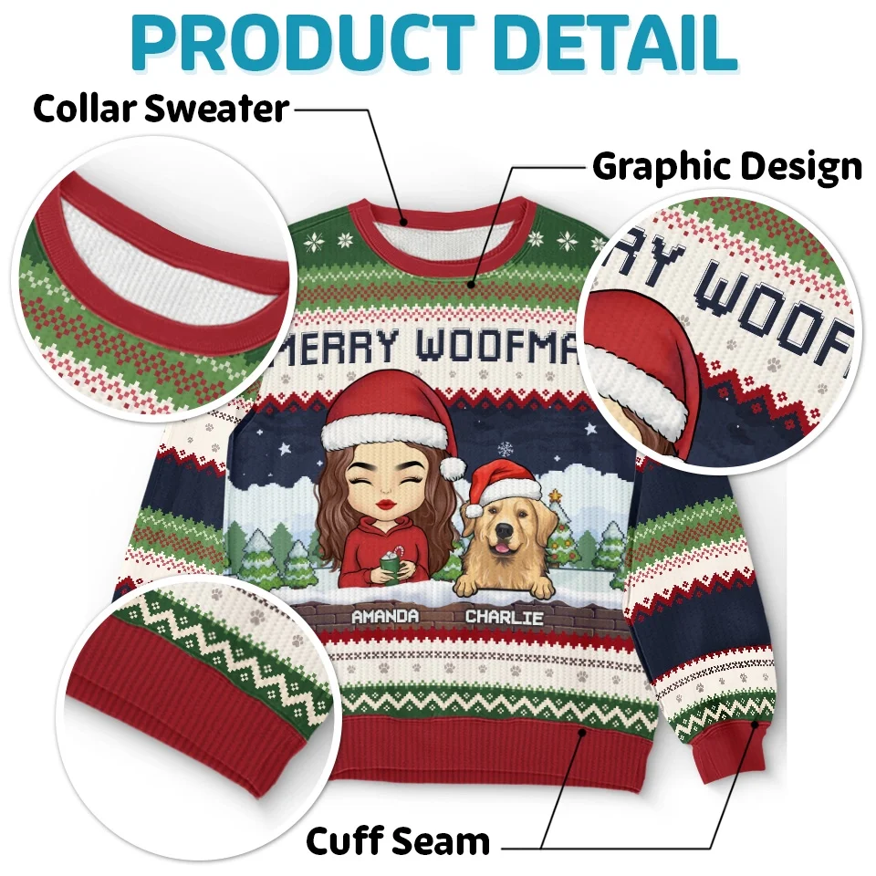 The Woof Of Christmas Love - Dog & Cat Personalized Custom Ugly Sweatshirt - Unisex Wool Jumper - Christmas Gift For Pet Owners, Pet Lovers - Image 5