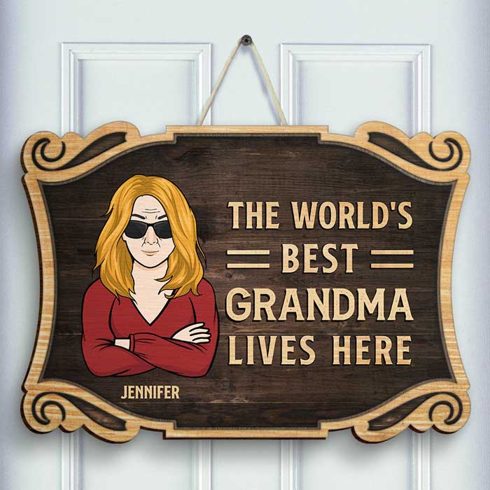 The World's Best Grandparents Live Here - Personalized Shaped Door Sign - Image 2