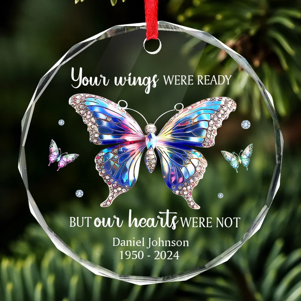 There Are No Goodbyes For Us - Memorial Personalized Custom Circle Glass Ornament - Sympathy Gift, Christmas Gift For Family Members - Image 3