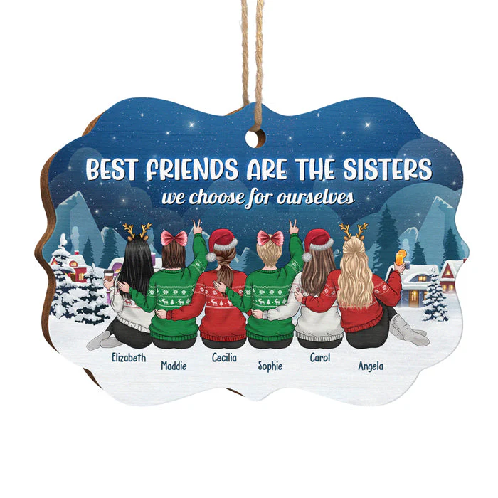 There Are Sisters There Is Family - Personalized Custom Benelux Shaped Wood Christmas Ornament - Gift For Bestie, Best Friend, Sister, Birthday Gift For Bestie And Friend, Christmas Gift - Image 2