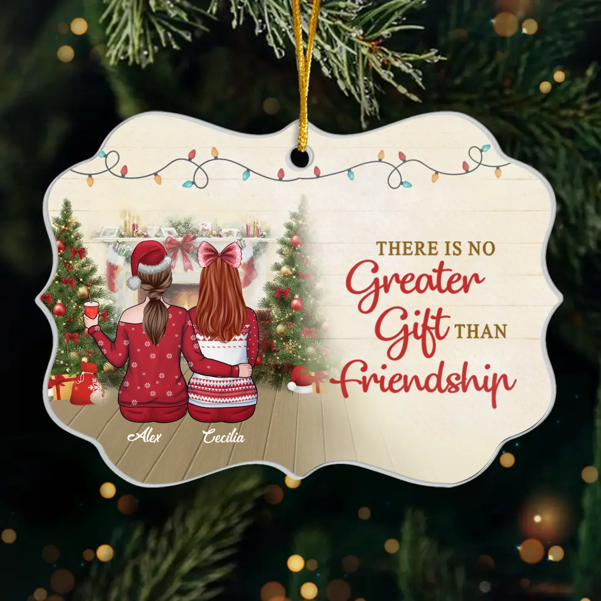 There Is No Greater Gift Than Friendship - Bestie Personalized Custom Ornament - Wood, Acrylic Benelux Shaped - Christmas Gift For Best Friends, BFF, Sisters - Image 7