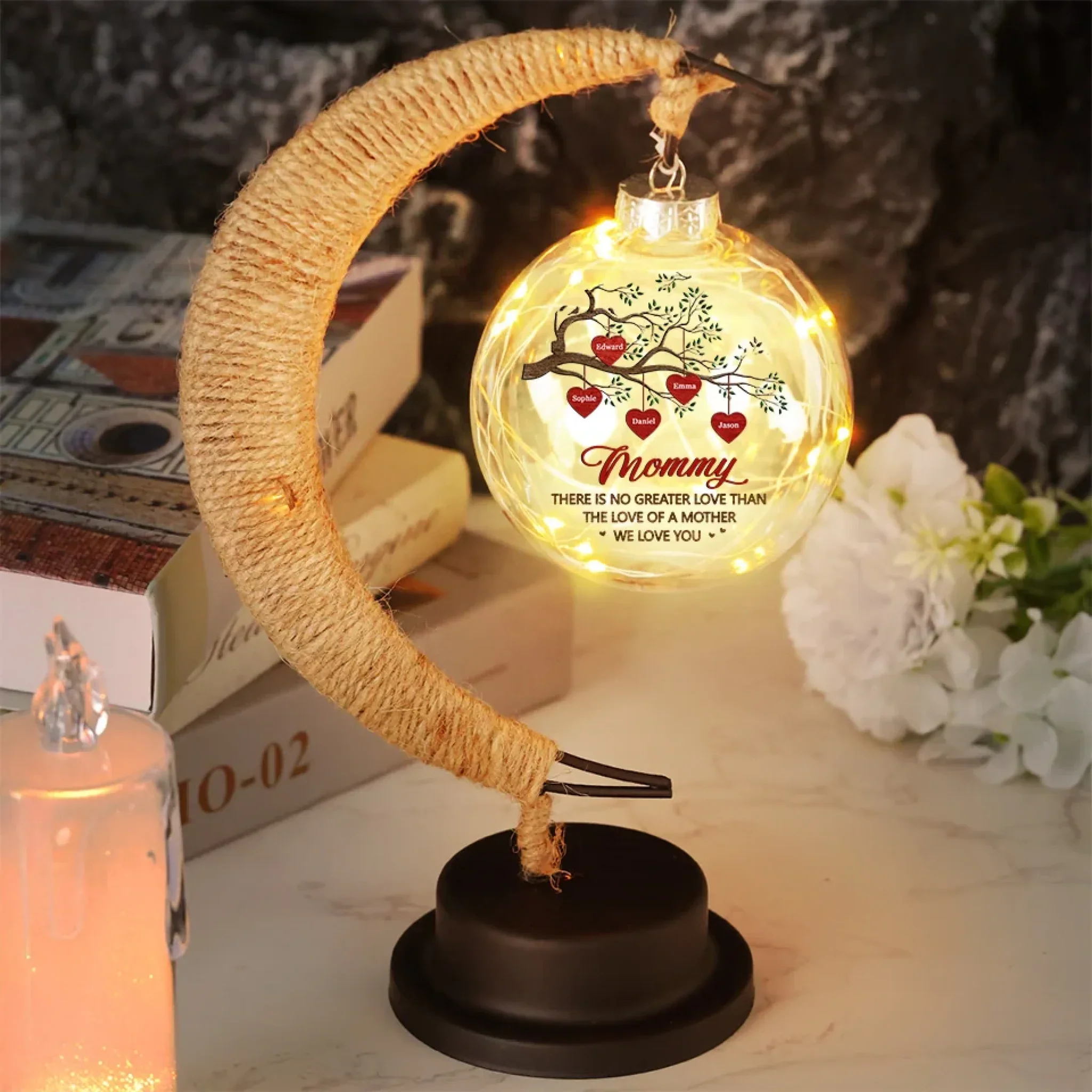 There Is No Greater Love Than The Love Of A Mother - Family Personalized Custom Moon Lamp Light - Mother's Day, Gift For Mom, Grandma - Image 3