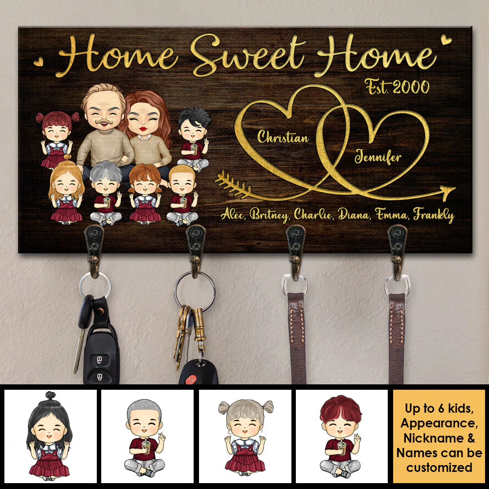 There Is No Place Merrier Than This Home - Personalized Key Hanger, Key Holder - Gift For Couples, Husband Wife - Image 3