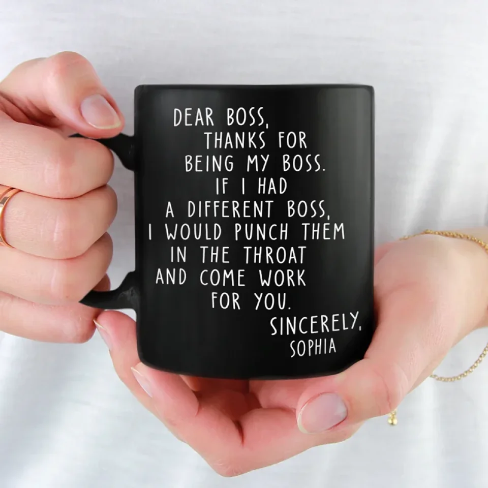 There Is Only One Boss- Coworker Personalized Custom Black Mug - Christmas Gift For Coworkers, Work Friends, Colleagues - Image 3