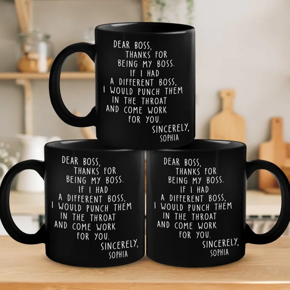 There Is Only One Boss- Coworker Personalized Custom Black Mug - Christmas Gift For Coworkers, Work Friends, Colleagues - Image 4