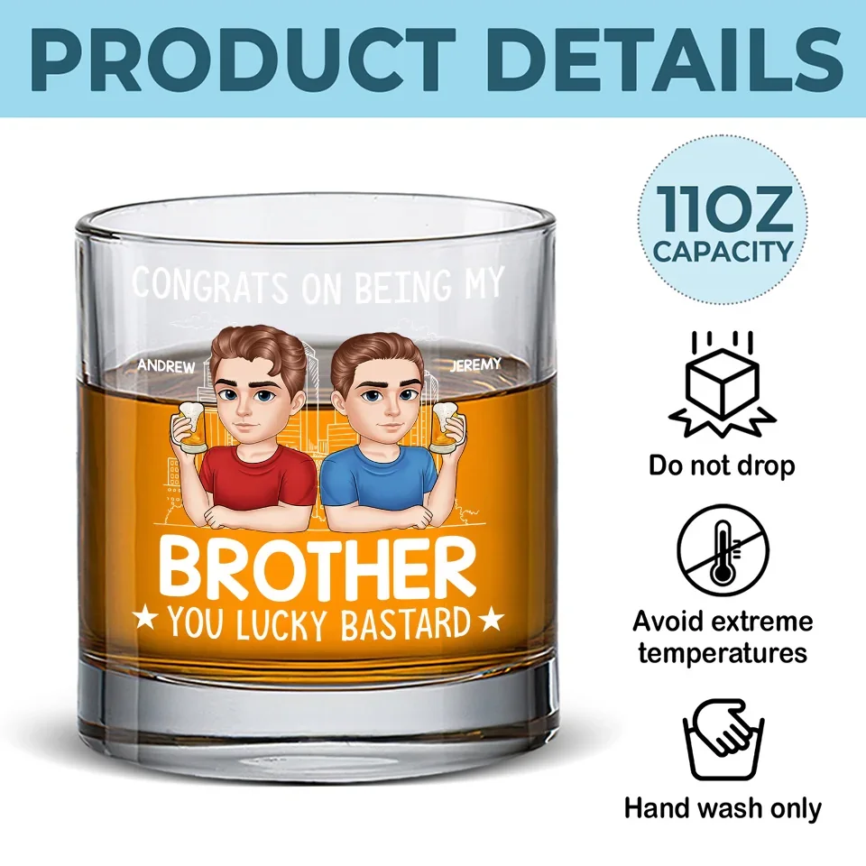 There’s No Buddy Like A Brother - Family Personalized Custom Whiskey Glass - Gift For Family Members - Image 5
