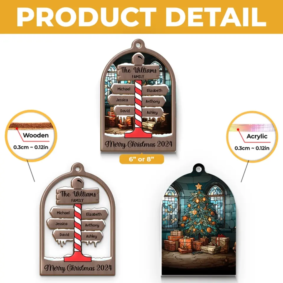There’s Snow Place Like Home - Family Personalized Window Hanging Suncatcher - Christmas Gift For Family Members - Image 5