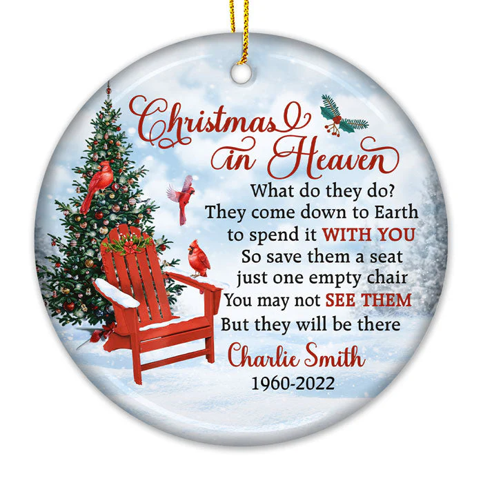 They Come Down To Earth To Spend Christmas With You - Memorial Personalized Custom Ornament - Ceramic Round Shaped - Sympathy Gift, Christmas Gift For Family - Image 3