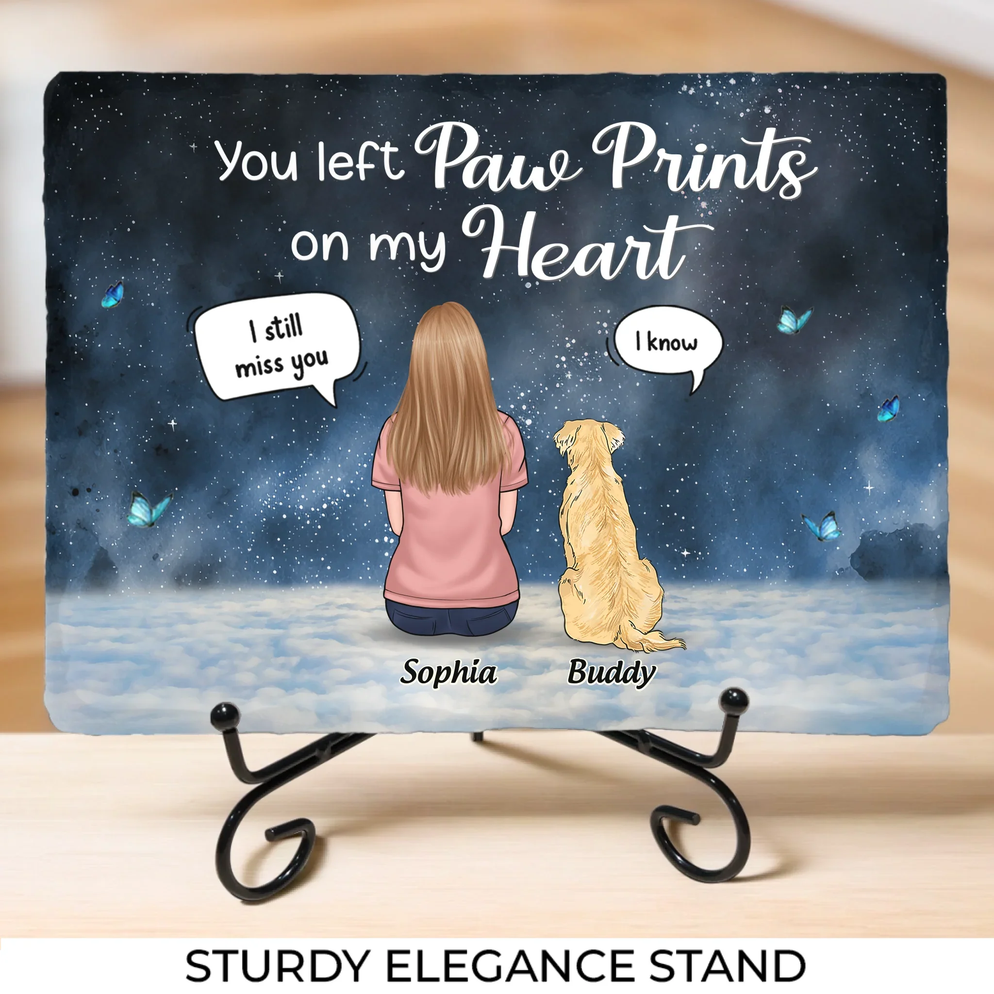 They Left Paw Prints On My Heart - Memorial Personalized Custom Rectangle Shaped Stone With Stand - Sympathy Gift For Pet Owners, Pet Lovers - Image 4