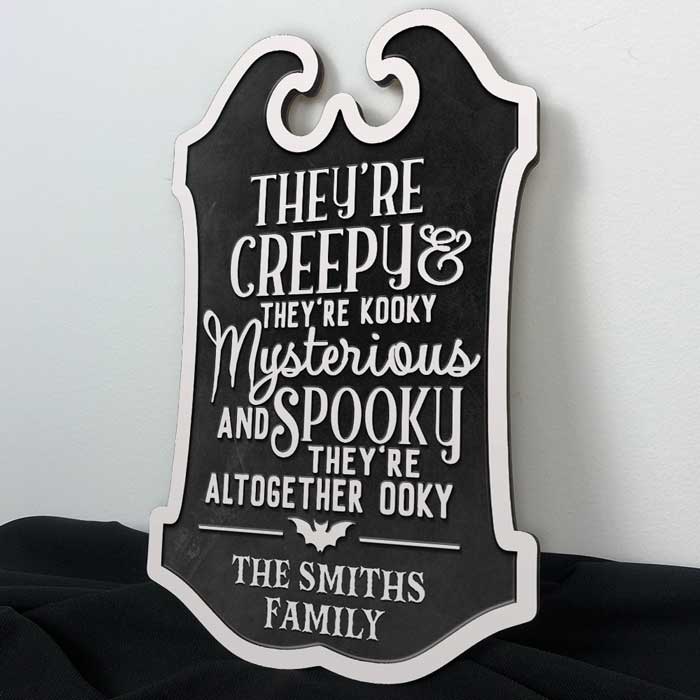 They're Creepy, They're Kooky - Family Personalized Custom Shaped Home Decor Wood Sign - Halloween Gift, House Warming Gift For Family Members - Image 3