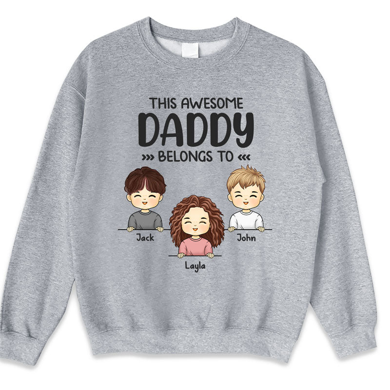 This Awesome Daddy Belongs To Kids - Family Personalized Custom Unisex T-shirt, Hoodie, Sweatshirt - Gift For Family Members - Image 4