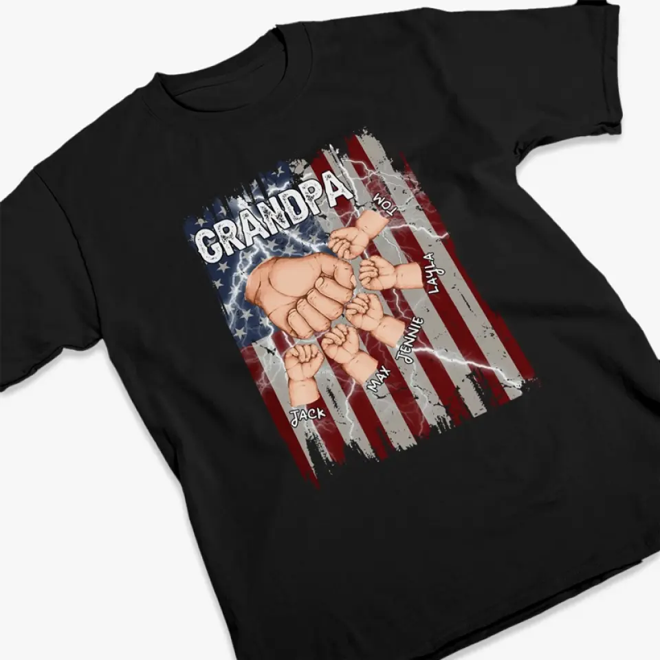 This Awesome Grandpa Belongs To - Family Personalized Custom Unisex T-shirt, Hoodie, Sweatshirt - 4th of July, Father's Day, Gift For Dad, Grandpa - Image 3