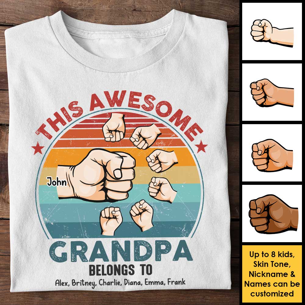 This Awesome Grandpa Belongs To These Kids - Gift For Dad, Grandpa - Personalized Unisex T-shirt, Hoodie - Image 3