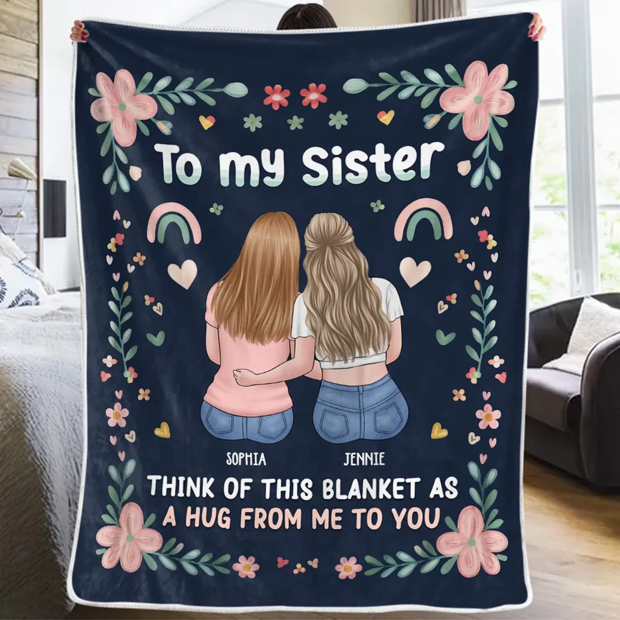 This Blanket Is A Hug From Me To You - Bestie Personalized Custom Blanket - Gift For Best Friends, BFF, Sisters - Image 3