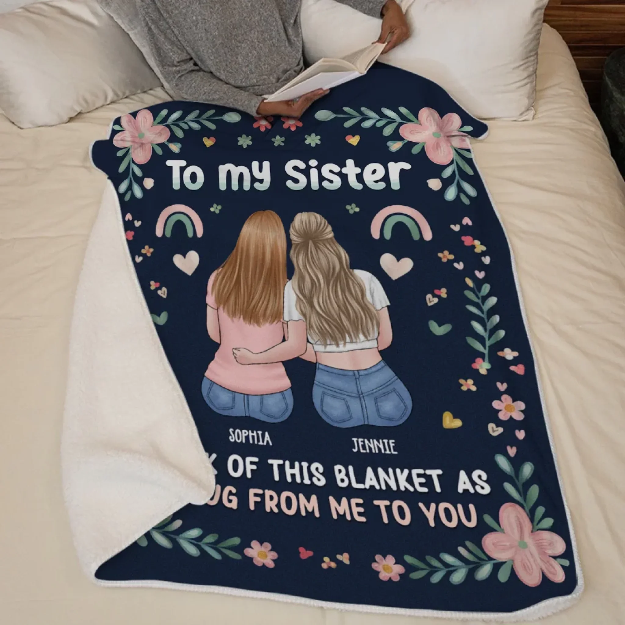 This Blanket Is A Hug From Me To You - Bestie Personalized Custom Blanket - Gift For Best Friends, BFF, Sisters - Image 5