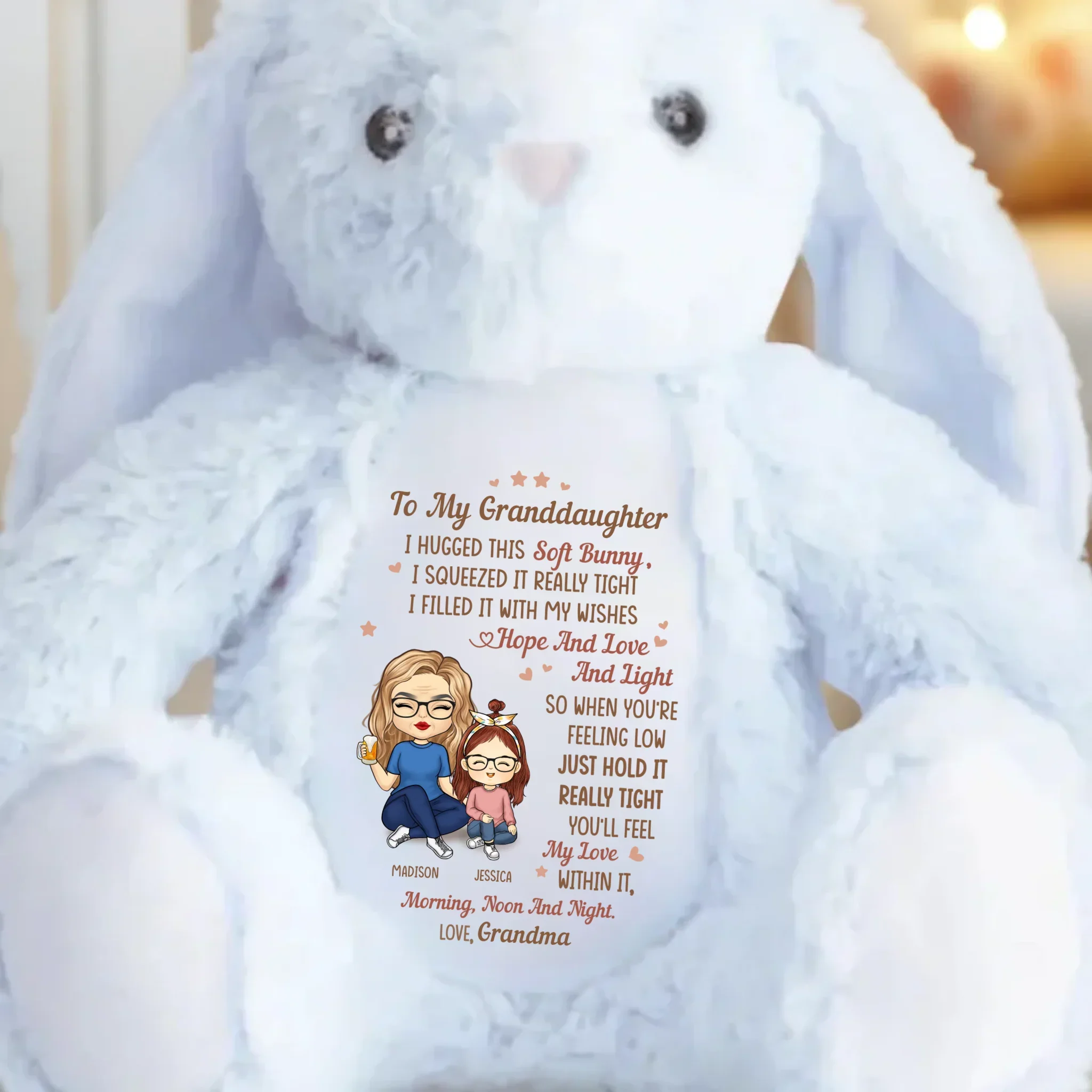 This Bunny Carries All My Love - Family Personalized Custom Easter Bunny Plush - Mother's Day, Gift For Mom, Grandma - Image 3