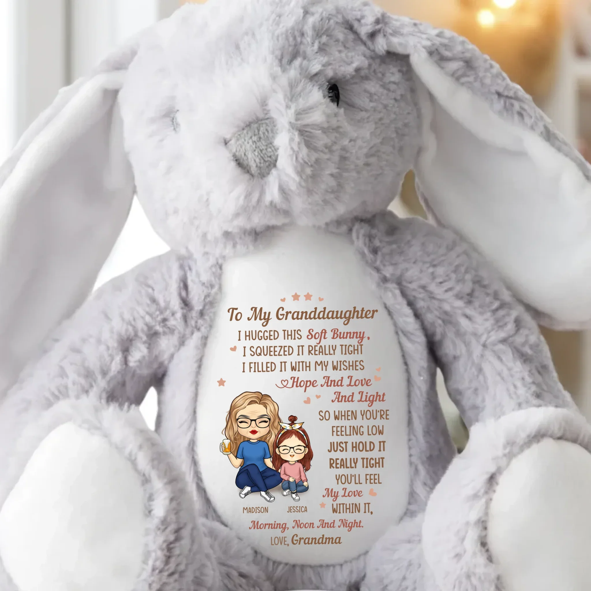 This Bunny Carries All My Love - Family Personalized Custom Easter Bunny Plush - Mother's Day, Gift For Mom, Grandma - Image 5