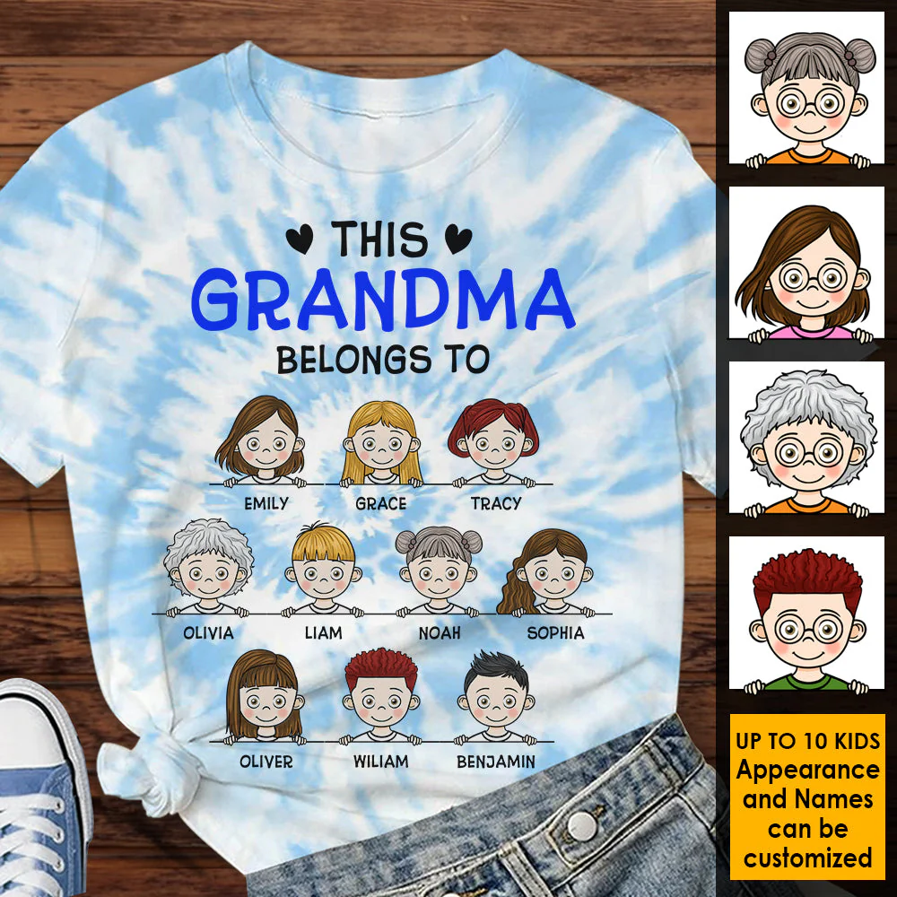 This Cool Grandma Belongs To Grandkids - Gift For Grandma, Personalized Unisex All-Over Printed T-Shirt - Image 3