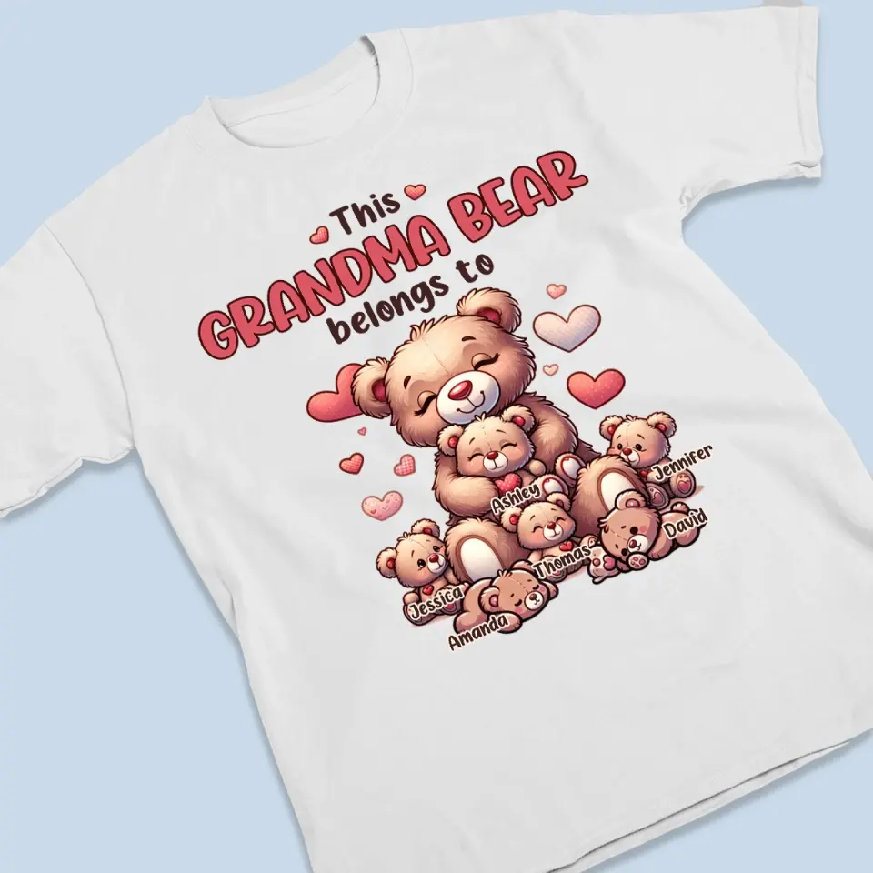 This Grandma Bear Belongs To - Family Personalized Custom Unisex T-shirt, Hoodie, Sweatshirt - Mother's Day, Gift For Mom, Grandma - Image 3