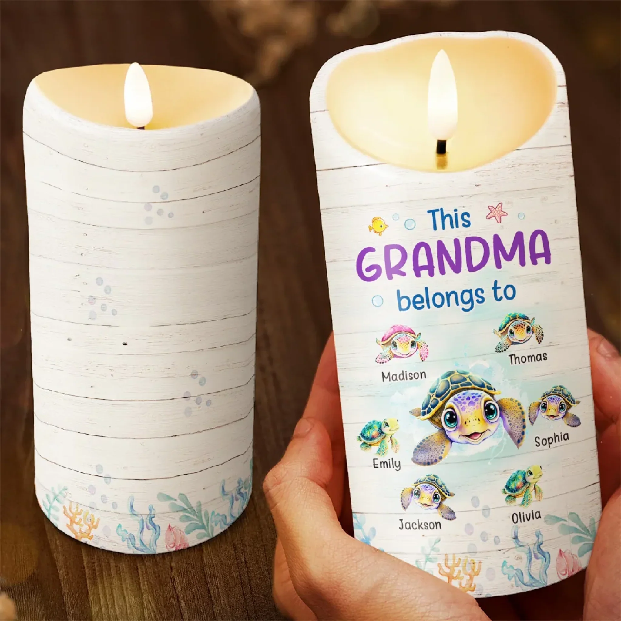 This Grandma Belongs To Grandkids - Family Personalized Custom LED Candle - Gift For Mom, Grandma - Image 3
