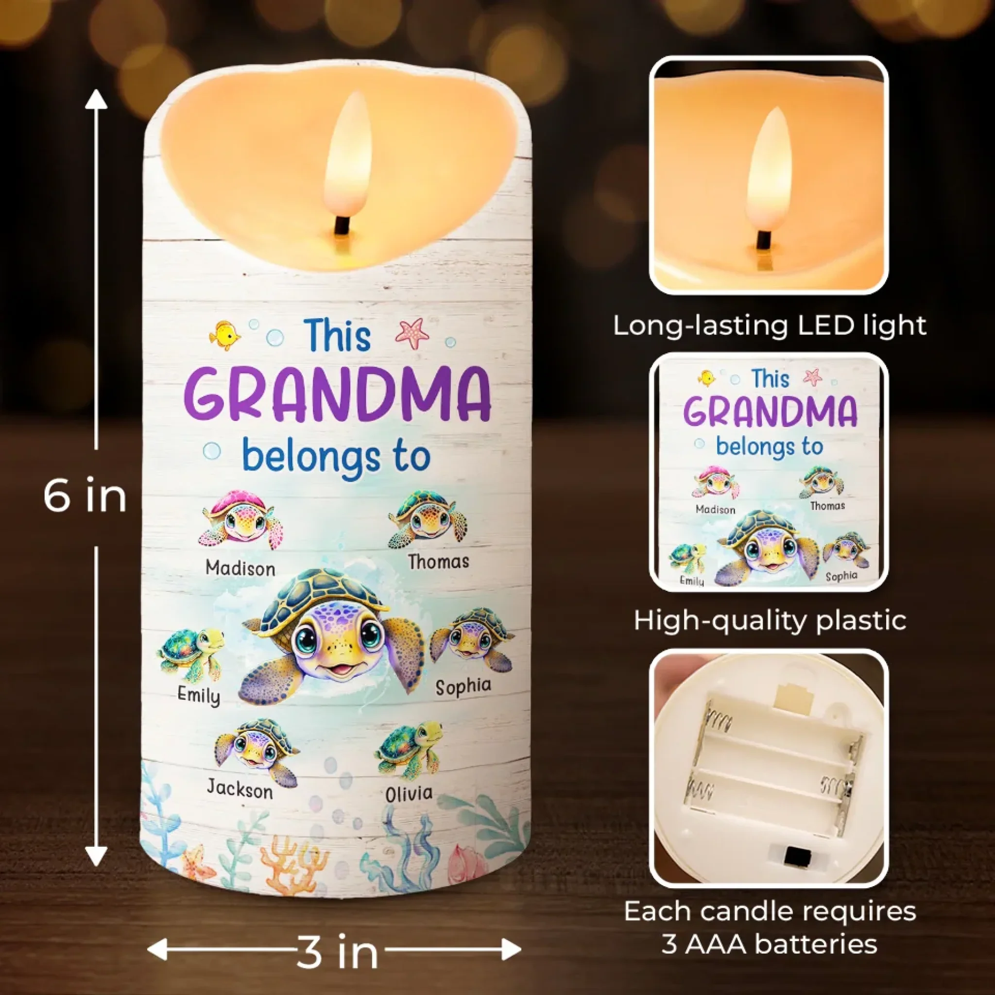 This Grandma Belongs To Grandkids - Family Personalized Custom LED Candle - Gift For Mom, Grandma - Image 4