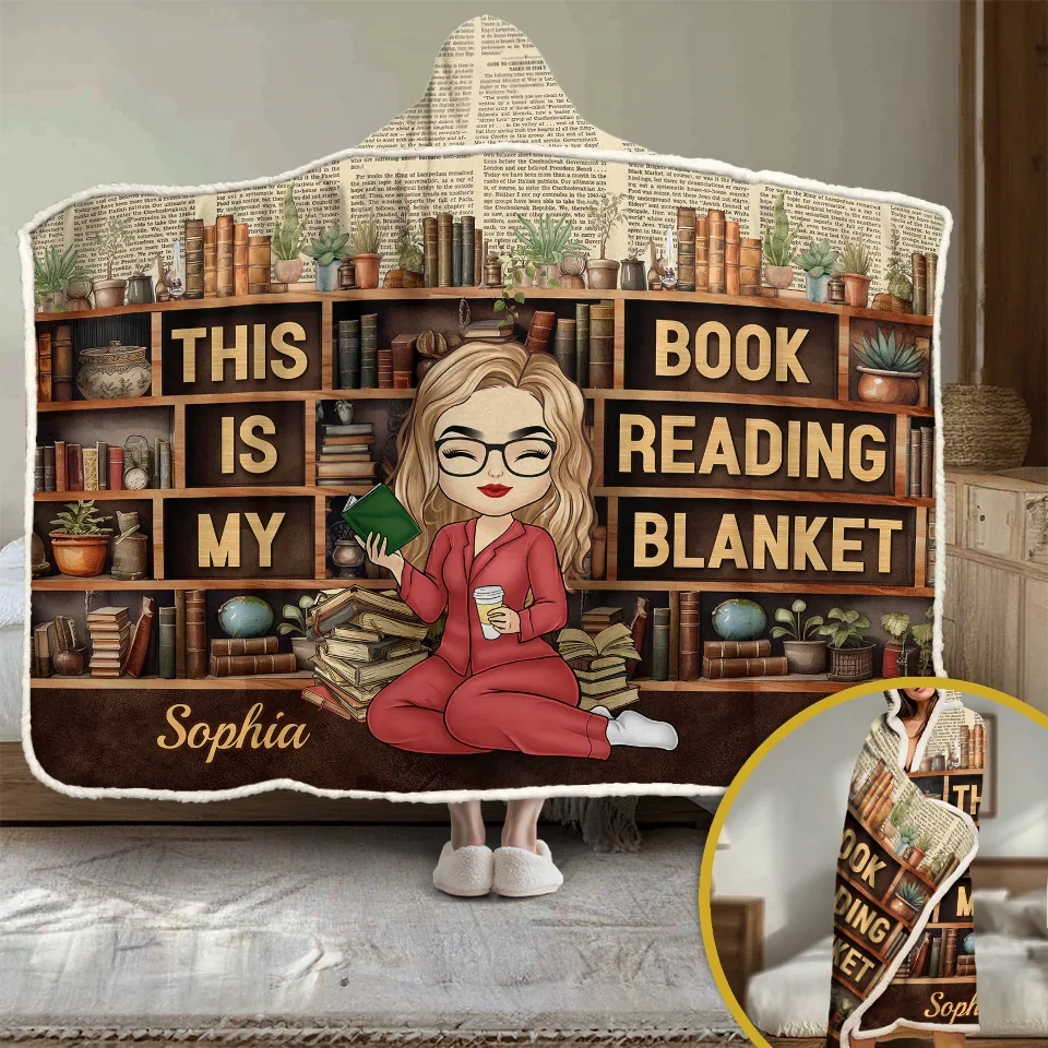 This Is My Book Reading Blanket - Personalized Custom Snuggle Blanket, Hoodie Blanket - Christmas Gift For Book Lovers