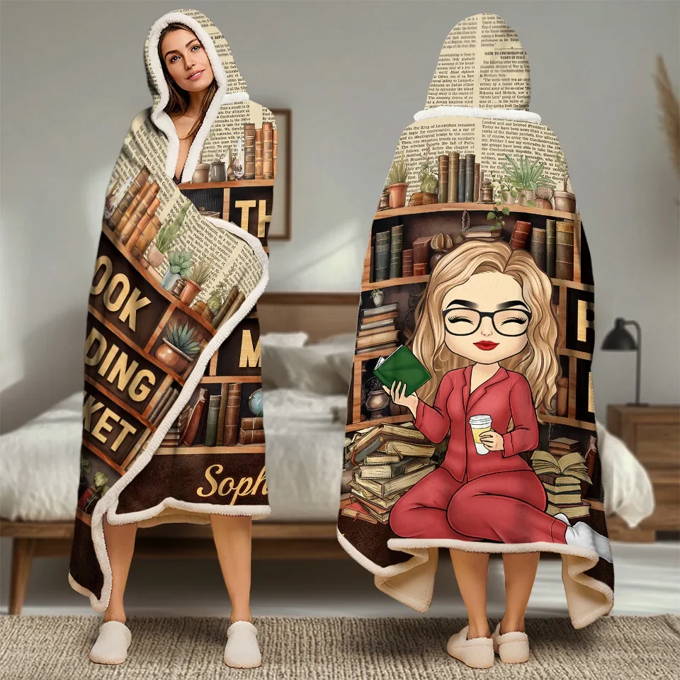 This Is My Book Reading Blanket - Personalized Custom Snuggle Blanket, Hoodie Blanket - Christmas Gift For Book Lovers - Image 4